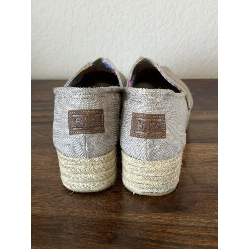 Skechers BOBS Shoes Womens 9 Slip On Loafer Espadrille memory foam beige Fabric
